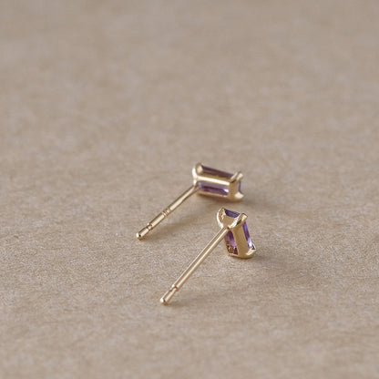 【elaia】ピアス K10 天然石 レクタングル スタッドピアス オリジナルボックス/巾着付き