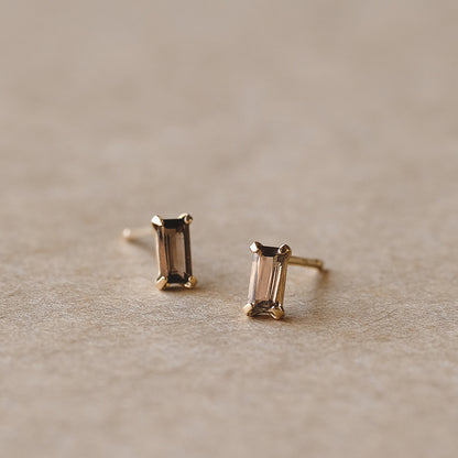 【elaia】ピアス K10 天然石 レクタングル スタッドピアス オリジナルボックス/巾着付き