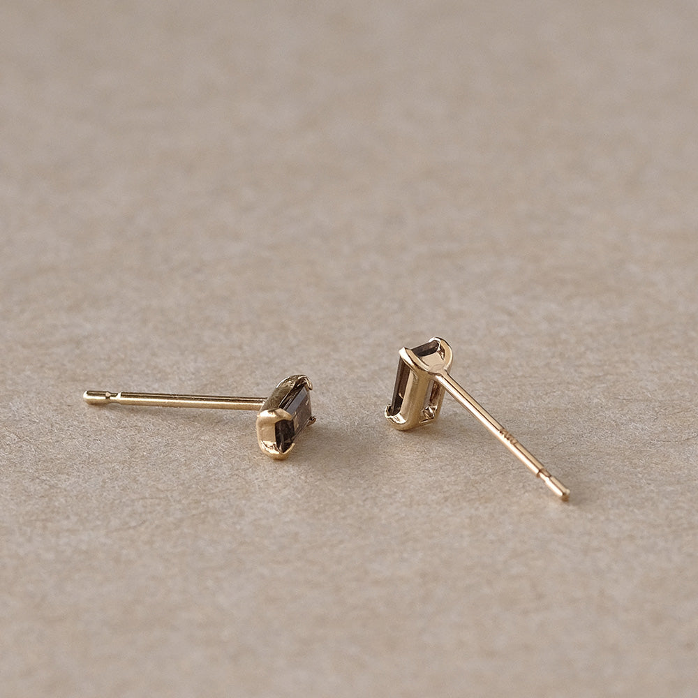 【elaia】ピアス K10 天然石 レクタングル スタッドピアス オリジナルボックス/巾着付き