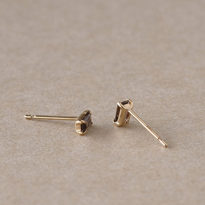 【elaia】ピアス K10 天然石 レクタングル スタッドピアス オリジナルボックス/巾着付き