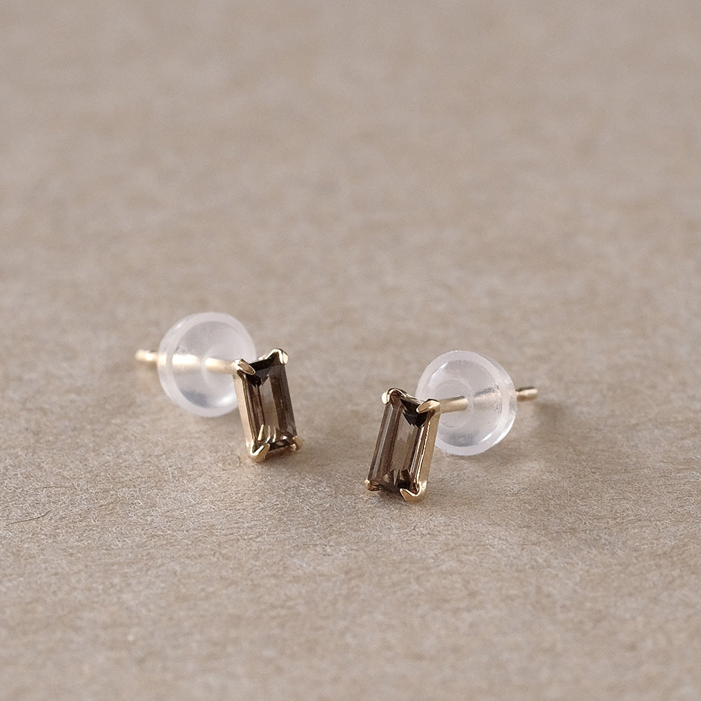 【elaia】ピアス K10 天然石 レクタングル スタッドピアス オリジナルボックス/巾着付き