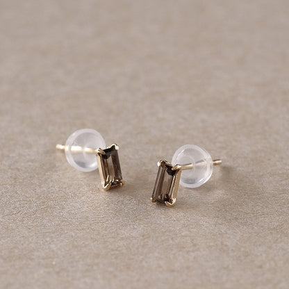 【elaia】ピアス K10 天然石 レクタングル スタッドピアス オリジナルボックス/巾着付き