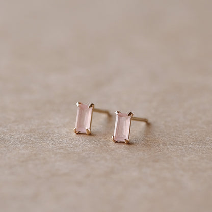 【elaia】ピアス K10 天然石 レクタングル スタッドピアス オリジナルボックス/巾着付き