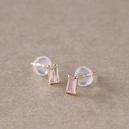 【elaia】ピアス K10 天然石 レクタングル スタッドピアス オリジナルボックス/巾着付き