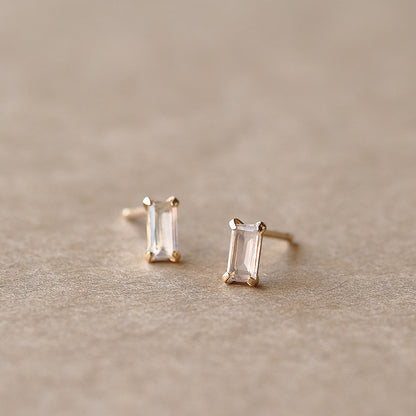 【elaia】ピアス K10 天然石 レクタングル スタッドピアス オリジナルボックス/巾着付き