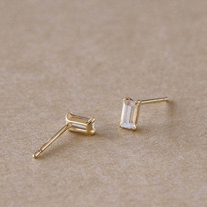 【elaia】ピアス K10 天然石 レクタングル スタッドピアス オリジナルボックス/巾着付き