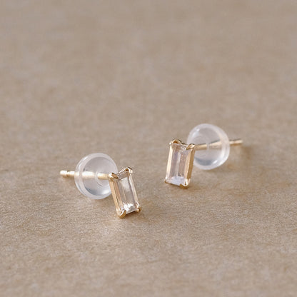 【elaia】ピアス K10 天然石 レクタングル スタッドピアス オリジナルボックス/巾着付き