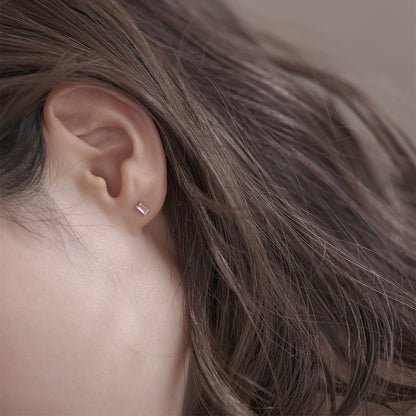 【elaia】ピアス K10 天然石 レクタングル スタッドピアス オリジナルボックス/巾着付き