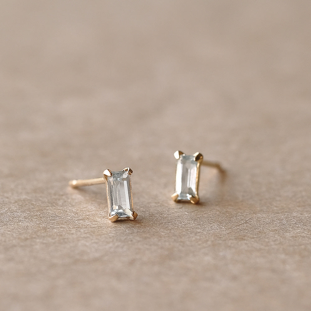 【elaia】ピアス K10 天然石 レクタングル スタッドピアス オリジナルボックス/巾着付き