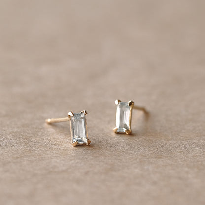 【elaia】ピアス K10 天然石 レクタングル スタッドピアス オリジナルボックス/巾着付き