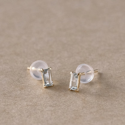 【elaia】ピアス K10 天然石 レクタングル スタッドピアス オリジナルボックス/巾着付き