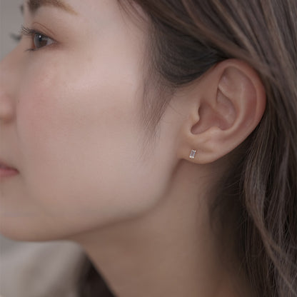 【elaia】ピアス K10 天然石 レクタングル スタッドピアス オリジナルボックス/巾着付き