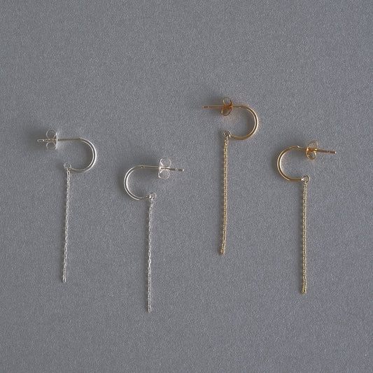 【elaia】ピアス カーブ チェーン スタッドピアス オリジナルボックス/巾着付き