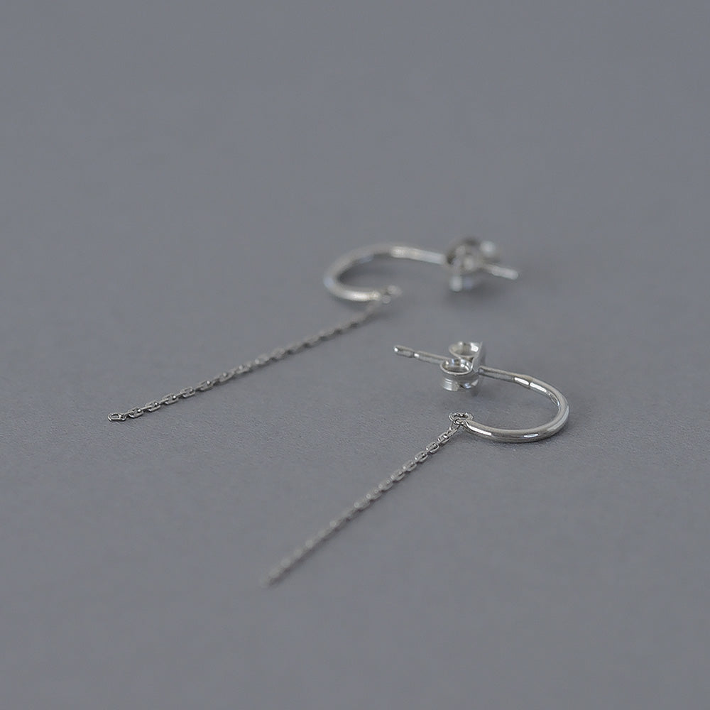 【elaia】ピアス カーブ チェーン スタッドピアス オリジナルボックス/巾着付き