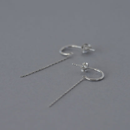 【elaia】ピアス カーブ チェーン スタッドピアス オリジナルボックス/巾着付き