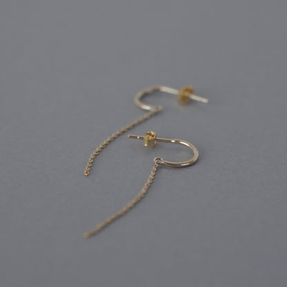 【elaia】ピアス カーブ チェーン スタッドピアス オリジナルボックス/巾着付き