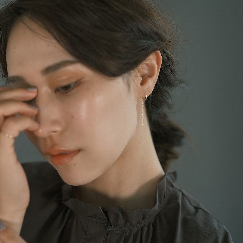 【elaia】ピアス カーブ チェーン スタッドピアス オリジナルボックス/巾着付き