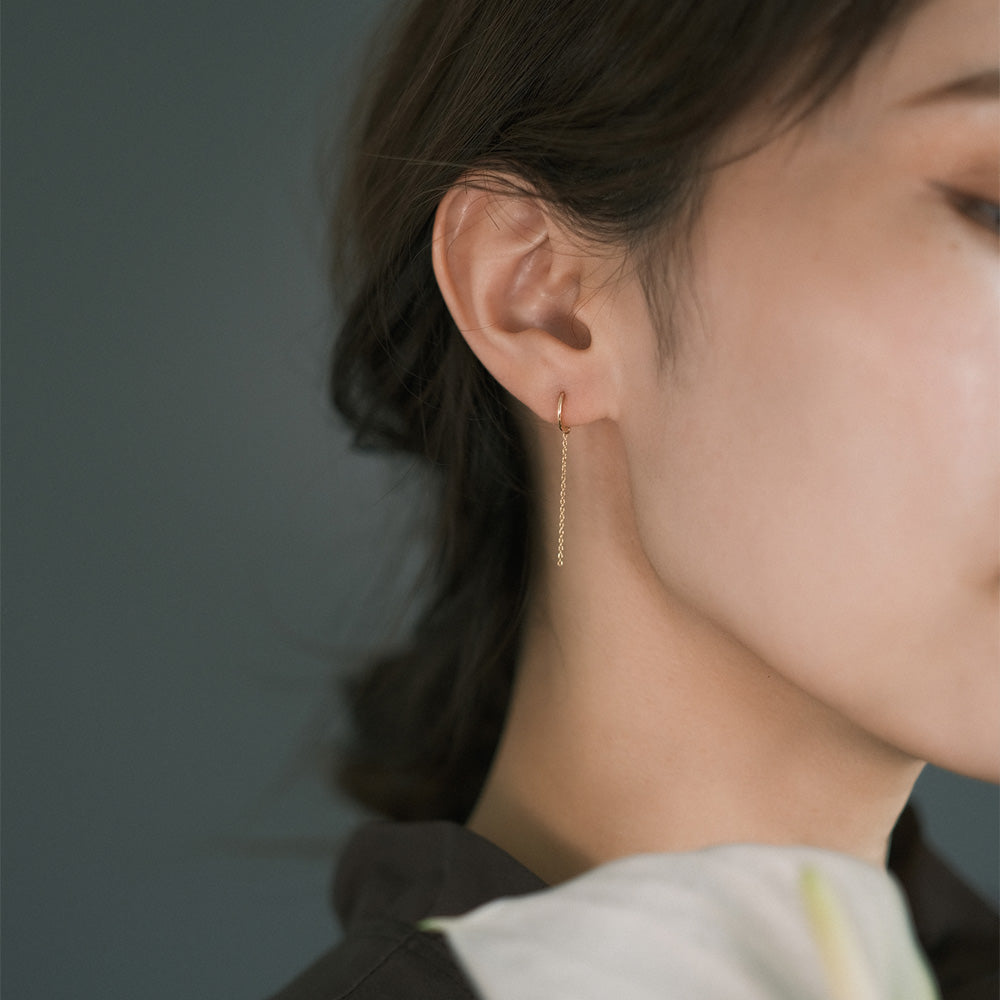 【elaia】ピアス カーブ チェーン スタッドピアス オリジナルボックス/巾着付き