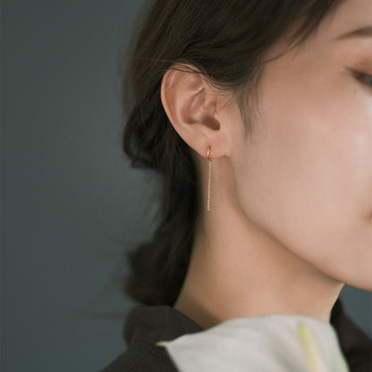 【elaia】ピアス カーブ チェーン スタッドピアス オリジナルボックス/巾着付き