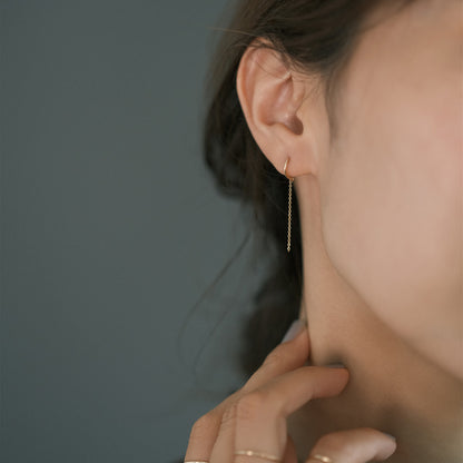 【elaia】ピアス カーブ チェーン スタッドピアス オリジナルボックス/巾着付き