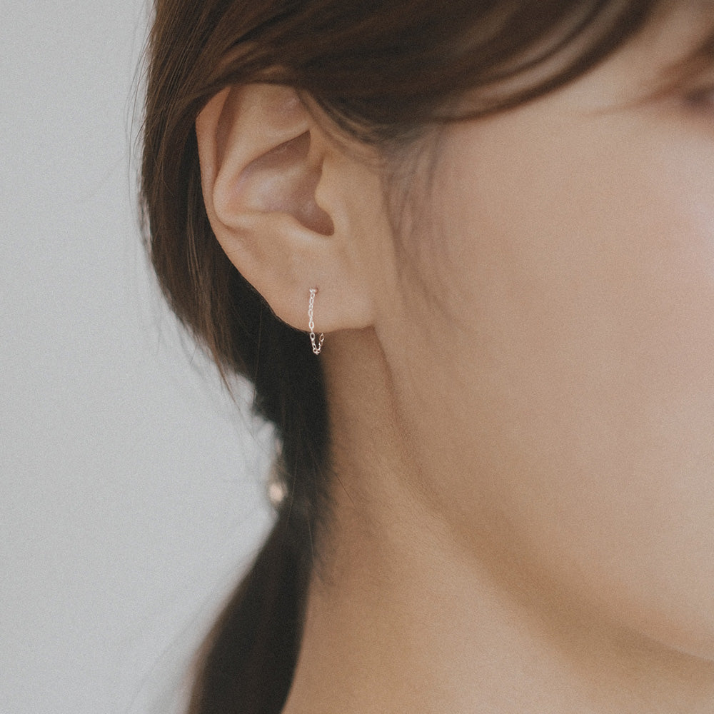 【elaia/エライア】 ピアス Silver925/K14ゴールドフィルド チェーン バックキャッチピアス スタッドピアス オリジナルボックス/巾着付き