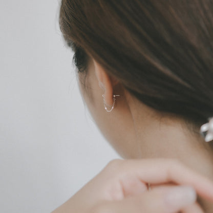 【elaia/エライア】 ピアス Silver925/K14ゴールドフィルド チェーン バックキャッチピアス スタッドピアス オリジナルボックス/巾着付き