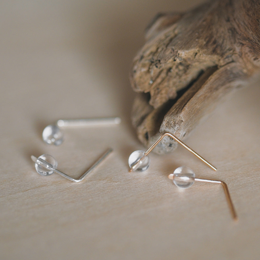 【elaia/エライア】 ピアス Silver925/K14ゴールドフィルド 天然石 ボール スタッドピアス オリジナルボックス/巾着付き