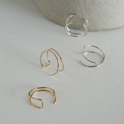 【elaia/エライア】 ピアス Silver925/K14ゴールドフィルド サークル フックピアス イヤーカフ 2WAY オリジナルボックス/巾着付き