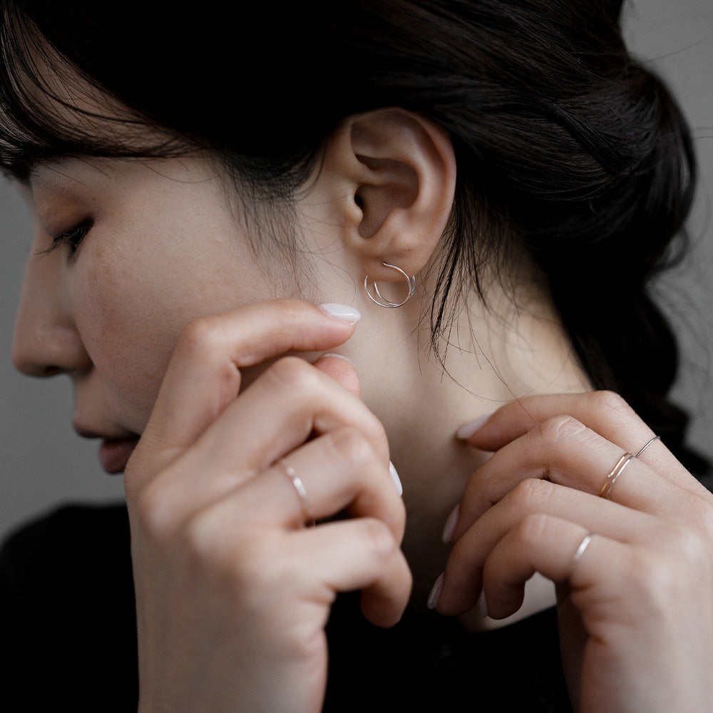 【elaia/エライア】 ピアス Silver925/K14ゴールドフィルド サークル フックピアス イヤーカフ 2WAY オリジナルボックス/巾着付き