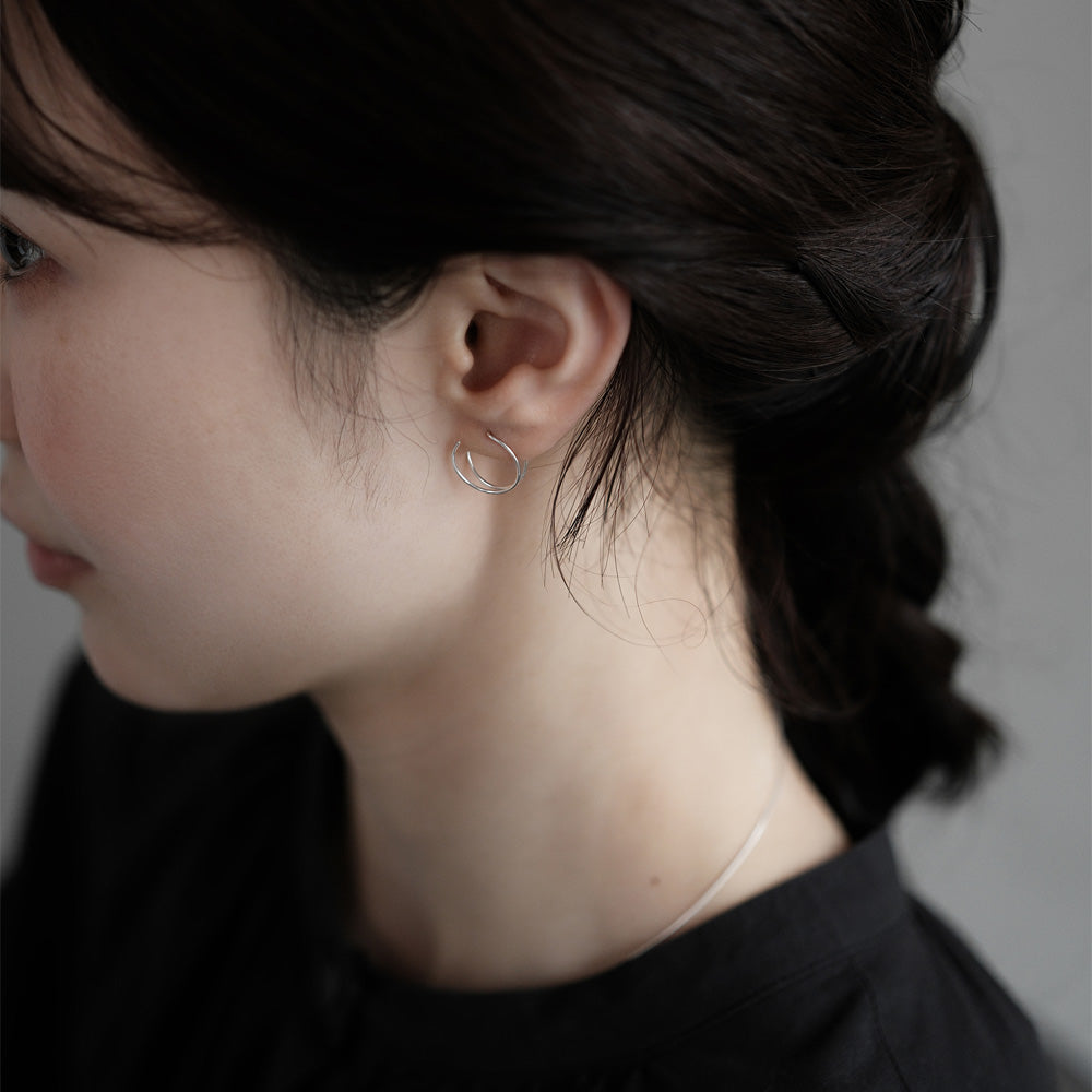 【elaia/エライア】 ピアス Silver925/K14ゴールドフィルド サークル フックピアス イヤーカフ 2WAY オリジナルボックス/巾着付き