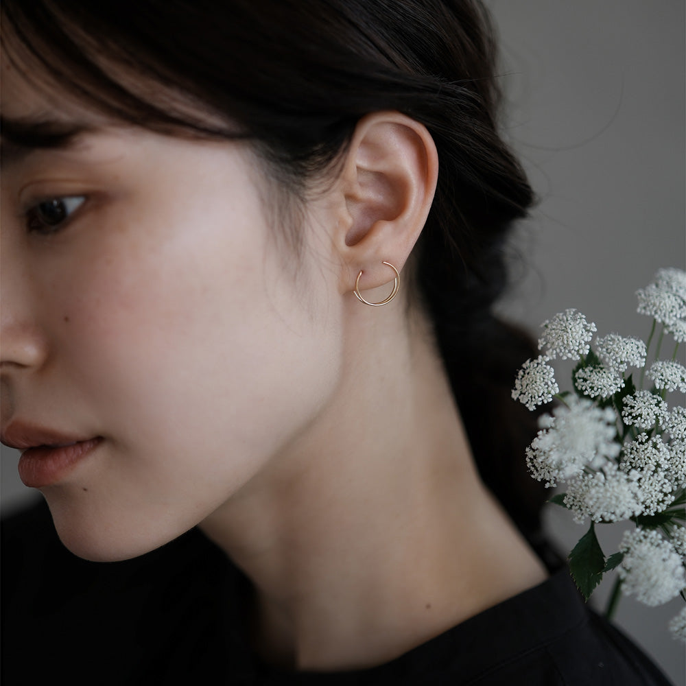 【elaia/エライア】 ピアス Silver925/K14ゴールドフィルド サークル フックピアス イヤーカフ 2WAY オリジナルボックス/巾着付き