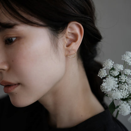 【elaia/エライア】 ピアス Silver925/K14ゴールドフィルド サークル フックピアス イヤーカフ 2WAY オリジナルボックス/巾着付き