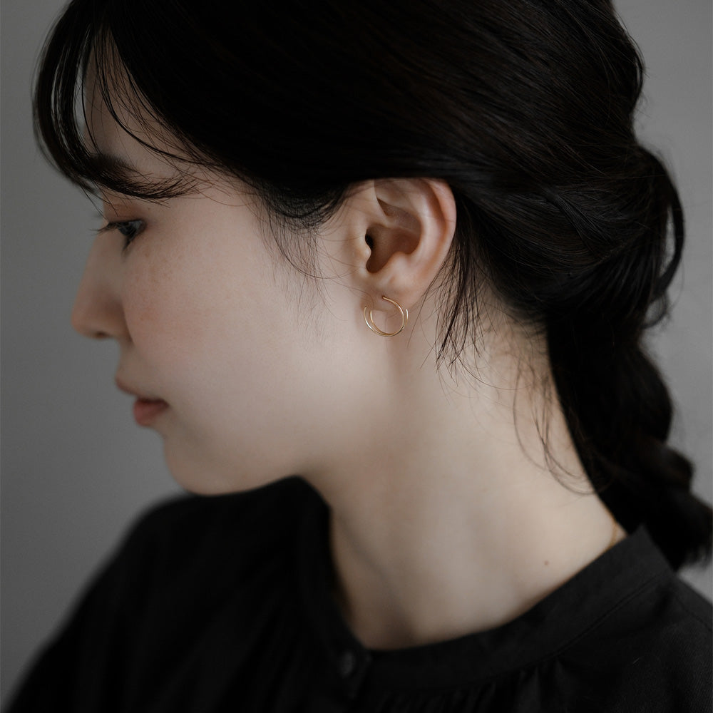 【elaia/エライア】 ピアス Silver925/K14ゴールドフィルド サークル フックピアス イヤーカフ 2WAY オリジナルボックス/巾着付き