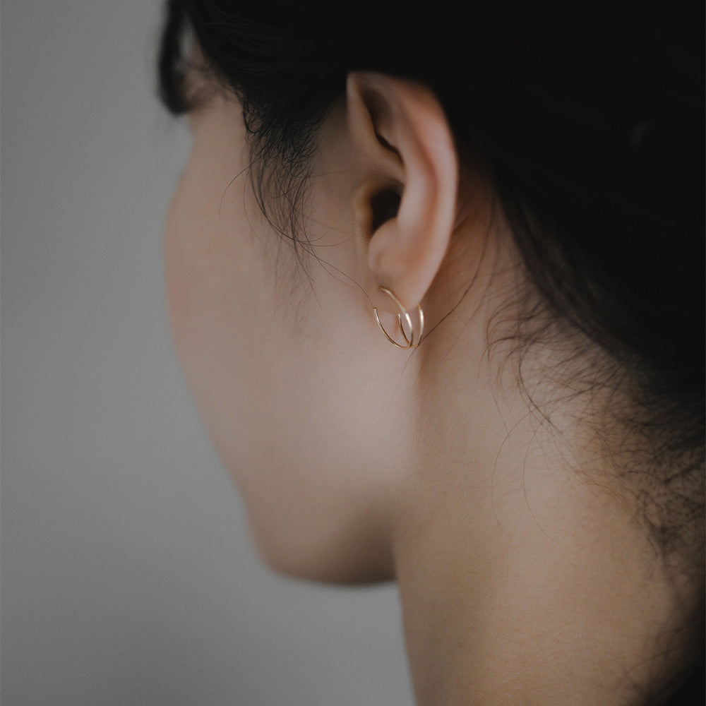 【elaia/エライア】 ピアス Silver925/K14ゴールドフィルド サークル フックピアス イヤーカフ 2WAY オリジナルボックス/巾着付き