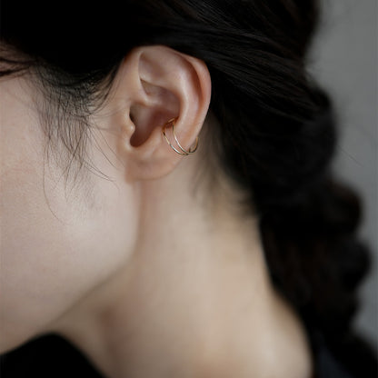 【elaia/エライア】 ピアス Silver925/K14ゴールドフィルド サークル フックピアス イヤーカフ 2WAY オリジナルボックス/巾着付き