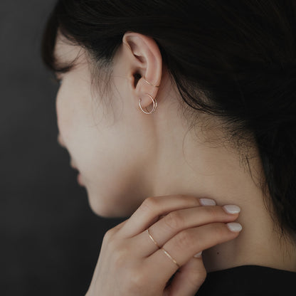 【elaia/エライア】 ピアス Silver925/K14ゴールドフィルド サークル フックピアス イヤーカフ 2WAY オリジナルボックス/巾着付き