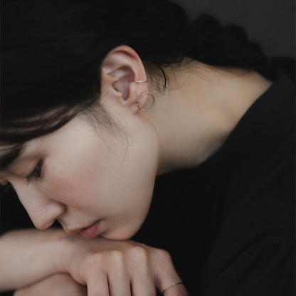 【elaia/エライア】 ピアス Silver925/K14ゴールドフィルド サークル フックピアス イヤーカフ 2WAY オリジナルボックス/巾着付き