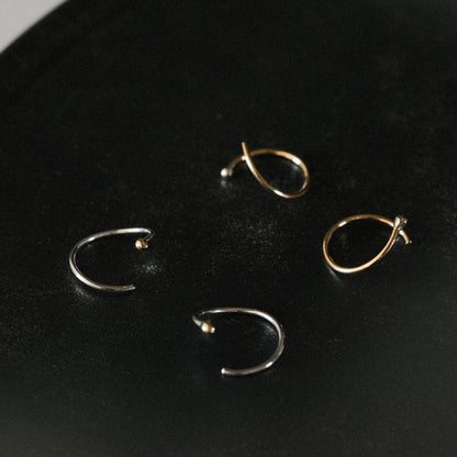 【elaia/エライア】 ピアス Silver925/K14ゴールドフィルド K14 コンビカラー ロール フックピアス オリジナルボックス/巾着付き