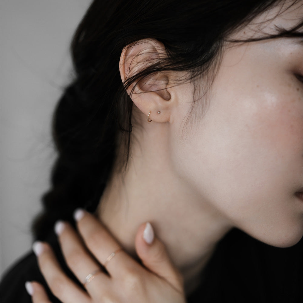 【elaia/エライア】 ピアス Silver925/K14ゴールドフィルド K14 コンビカラー ロール フックピアス オリジナルボックス/巾着付き