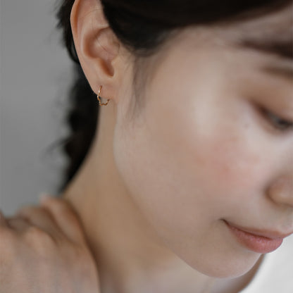 【elaia/エライア】 ピアス Silver925/K14ゴールドフィルド ウェーブライン スタッドピアス オリジナルボックス/巾着付き