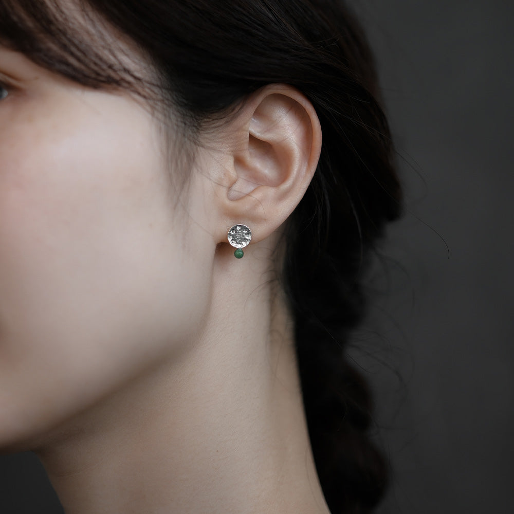 【elaia/エライア】ピアス Silver925 サークルプレート 天然石 ボール スタッドピアス オリジナルボックス/巾着付き