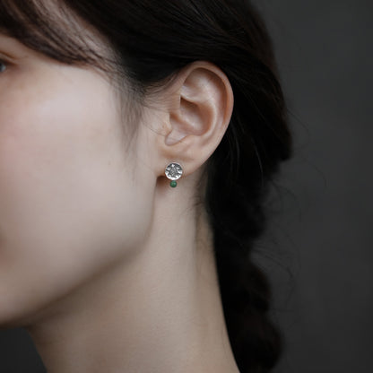 【elaia/エライア】ピアス Silver925 サークルプレート 天然石 ボール スタッドピアス オリジナルボックス/巾着付き