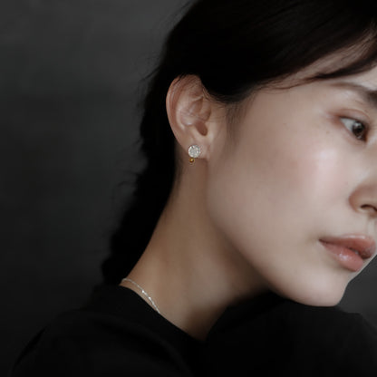 【elaia/エライア】ピアス Silver925 サークルプレート 天然石 ボール スタッドピアス オリジナルボックス/巾着付き