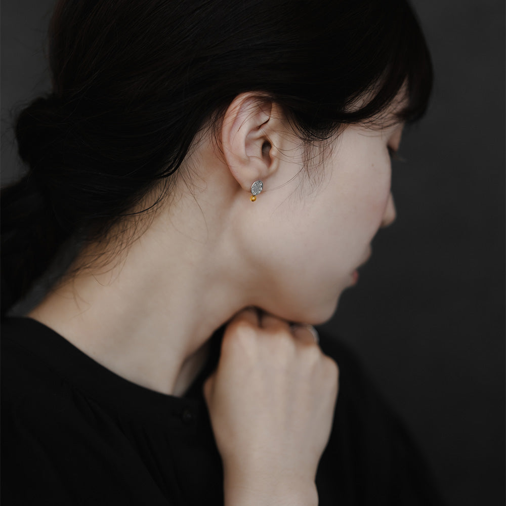 【elaia/エライア】ピアス Silver925 サークルプレート 天然石 ボール スタッドピアス オリジナルボックス/巾着付き