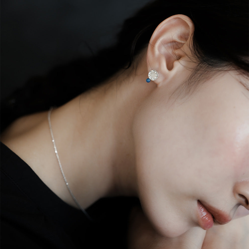 【elaia/エライア】ピアス Silver925 サークルプレート 天然石 ボール スタッドピアス オリジナルボックス/巾着付き