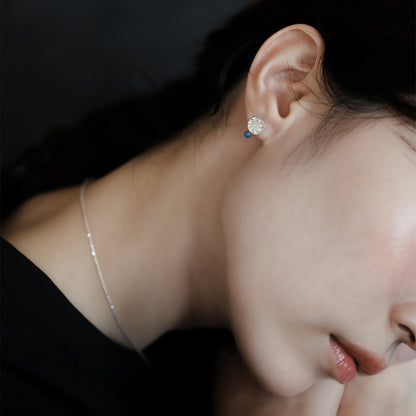 【elaia/エライア】ピアス Silver925 サークルプレート 天然石 ボール スタッドピアス オリジナルボックス/巾着付き