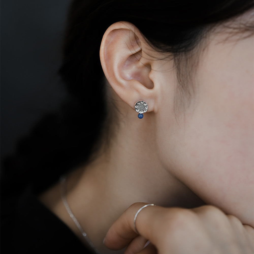 【elaia/エライア】ピアス Silver925 サークルプレート 天然石 ボール スタッドピアス オリジナルボックス/巾着付き