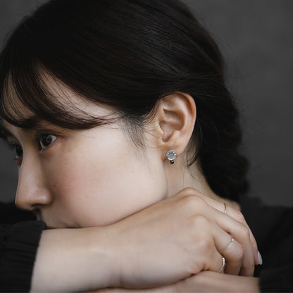 【elaia/エライア】ピアス Silver925 サークルプレート 天然石 ボール スタッドピアス オリジナルボックス/巾着付き
