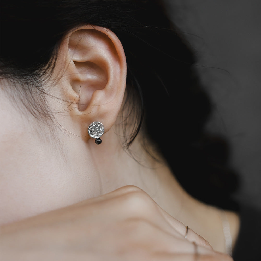 【elaia/エライア】ピアス Silver925 サークルプレート 天然石 ボール スタッドピアス オリジナルボックス/巾着付き