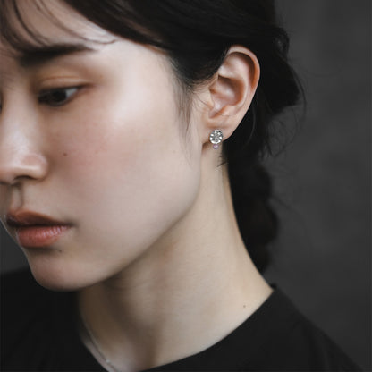 【elaia/エライア】ピアス Silver925 サークルプレート 天然石 ボール スタッドピアス オリジナルボックス/巾着付き